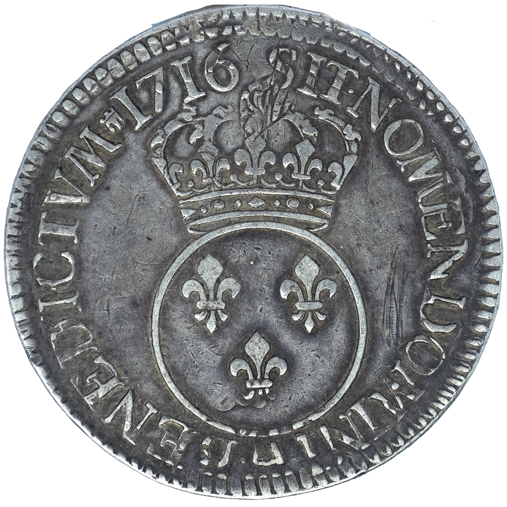 Pièce de monnaie : Louis XV-Écu Vertugadin 1716 Paris