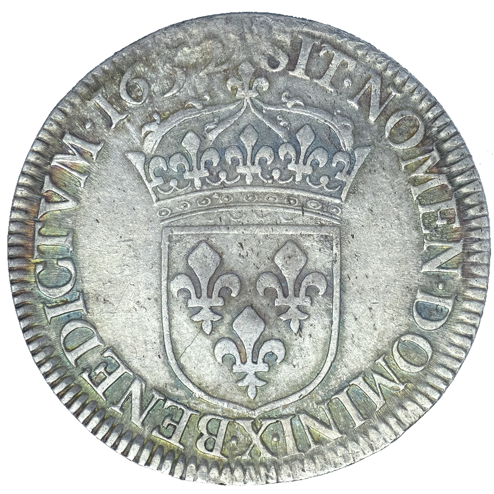 Pièce de monnaie : Louis XIV - Demi Écu à la mèche longue 1652 Amiens