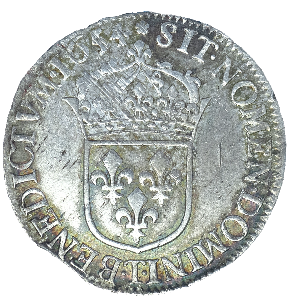 Pièce de monnaie : Louis XIV - Demi Écu à la mèche longue 1654 Nantes