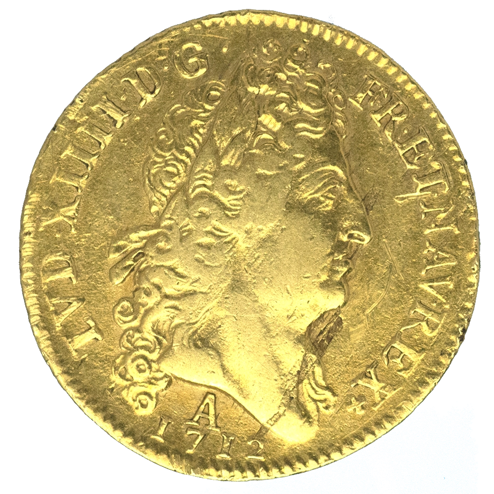 Pièce de monnaie : Louis XIV Double Louis d'or au soleil 1712 Paris