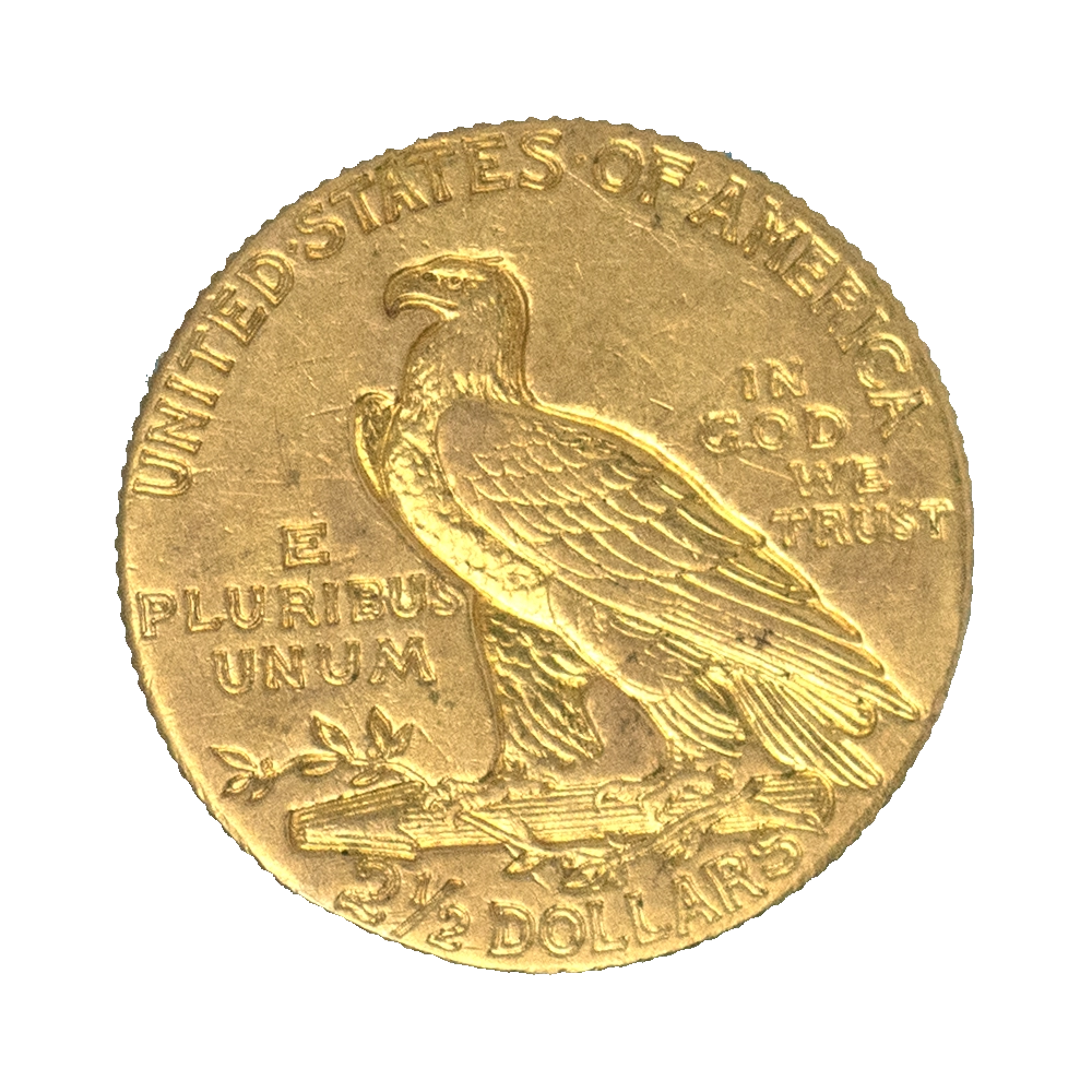 Pièce de monnaie : Etats-Unis- 2,5 dollars tête d'indien 1909 Philadelphie