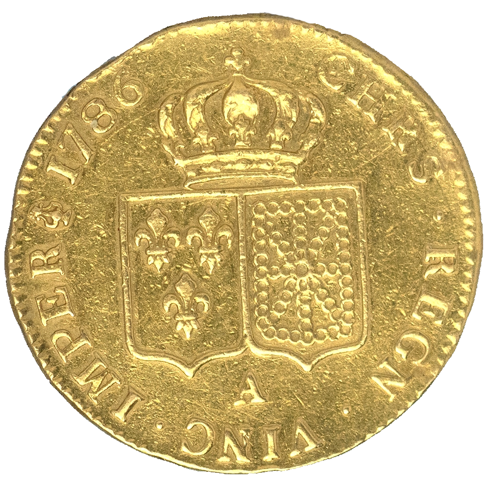 Pièce de monnaie : Louis XVI-Double louis d'or aux écus accolés 1786 Paris