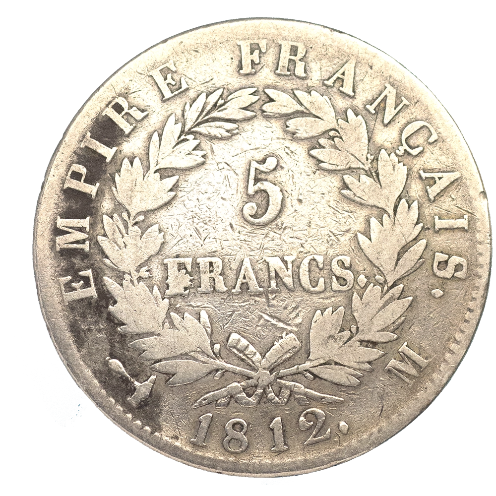 Pièce de monnaie : Premier-Empire-Napoléon Ier-5 francs 1812 Toulouse