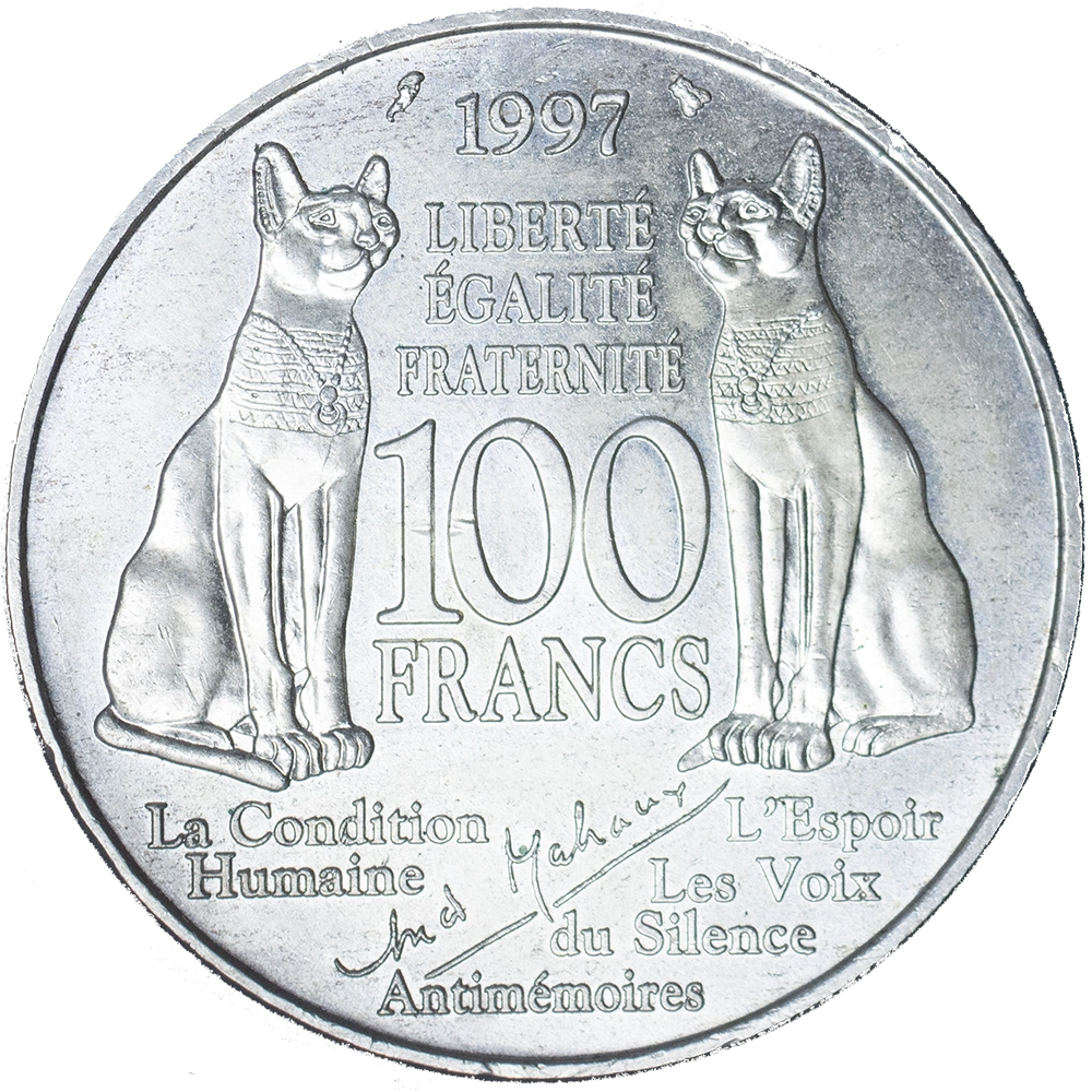 Pièce de monnaie : 100 Francs commémorative André Malraux-1997
