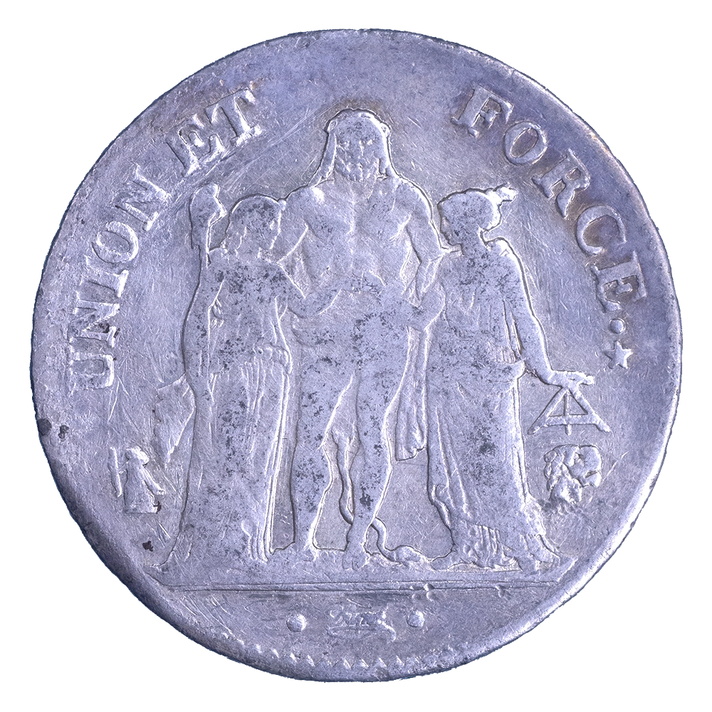 Consulat-Union et Force 5 Francs An 9 (1801) Bayonne