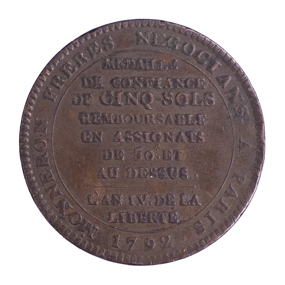 Monneron-Monnaie de confiance de 5 Sols 1792