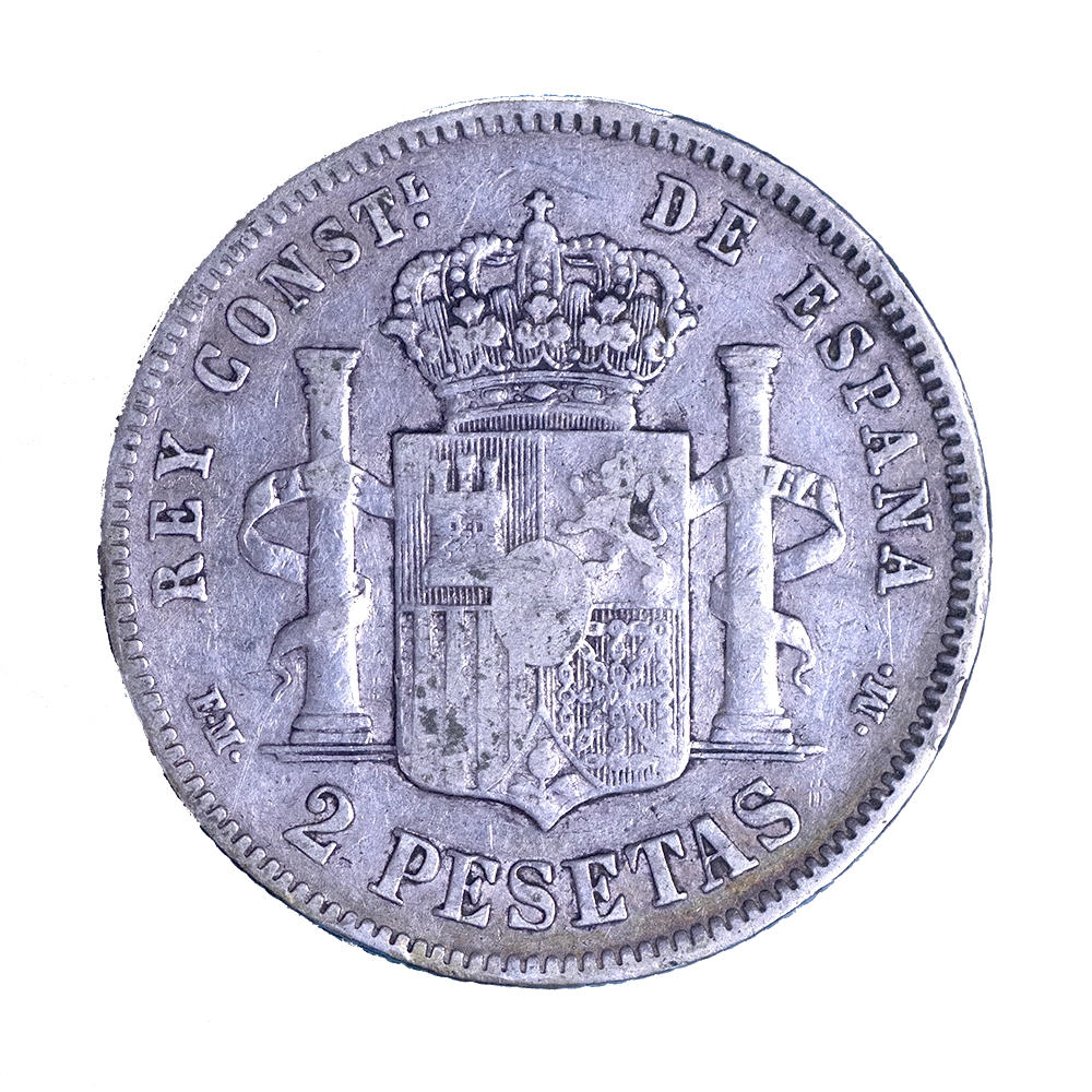 Espagne 2 Pesetas Alphonse XII 1879 Madrid