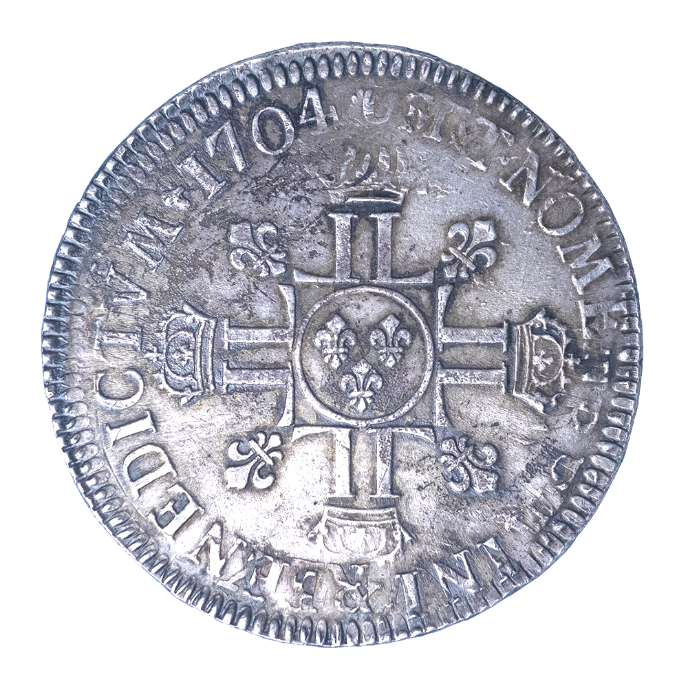 Pièce de monnaie : Louis XIV-Monnaie réformée- Écu aux 8 L - 1704 Aix-en-Provence