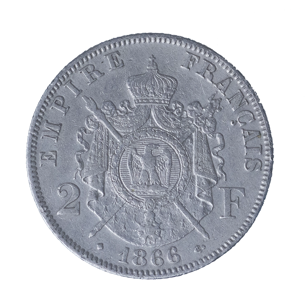 2 Francs Napoléon III, Tête laurée 1866 Strasbourg