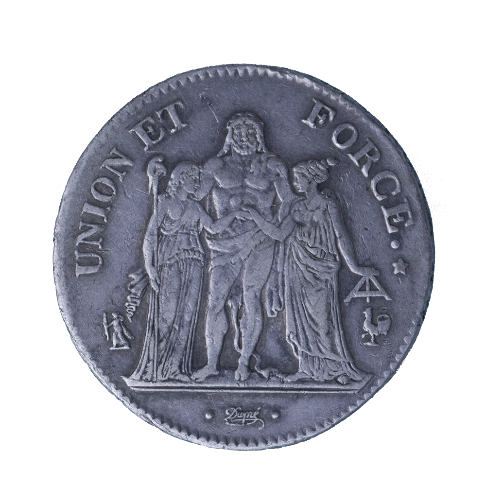 Consulat-Union et Force 5 Francs An 10 (1801) Paris