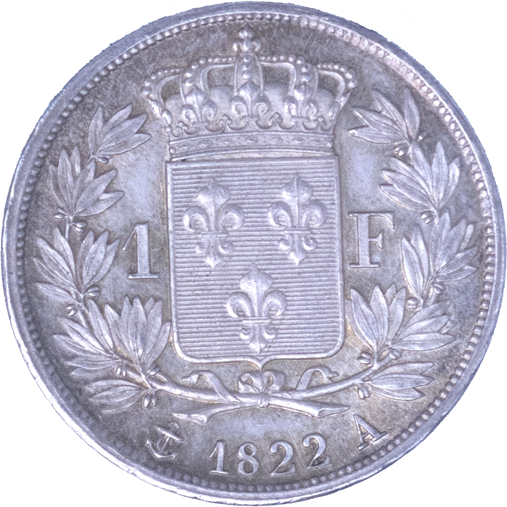 Pièce de monnaie : Louis XVIII-1 Franc 1822 Paris