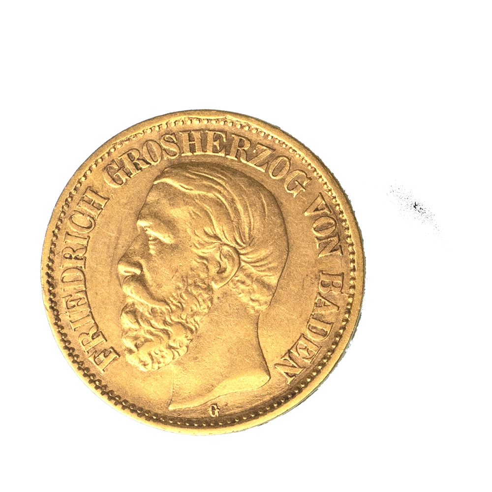 Pièce de monnaie : Allemagne-Duché de Bade 10 Mark- Frédéric Ier 1878 Karlsruhe