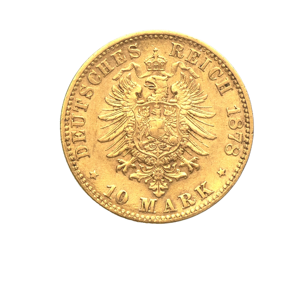 Pièce de monnaie : Allemagne-Duché de Bade 10 Mark- Frédéric Ier 1878 Karlsruhe