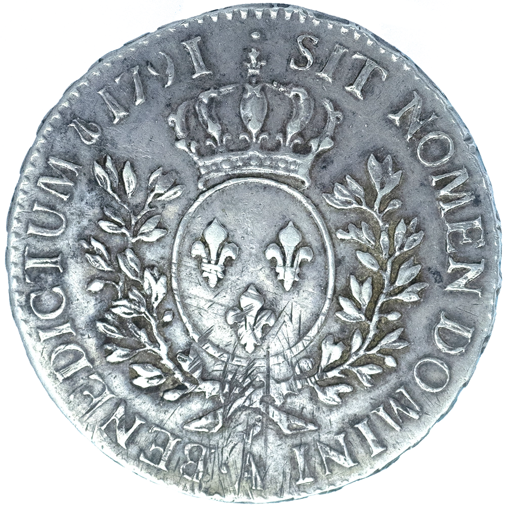 Pièce de monnaie : Louis XVI-Demi écu aux branches d'olivier 1791 Paris