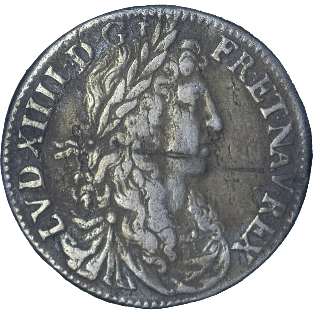 Pièce de monnaie : Louis XIV-Quart d'Écu au buste juvénile 1668 Rennes