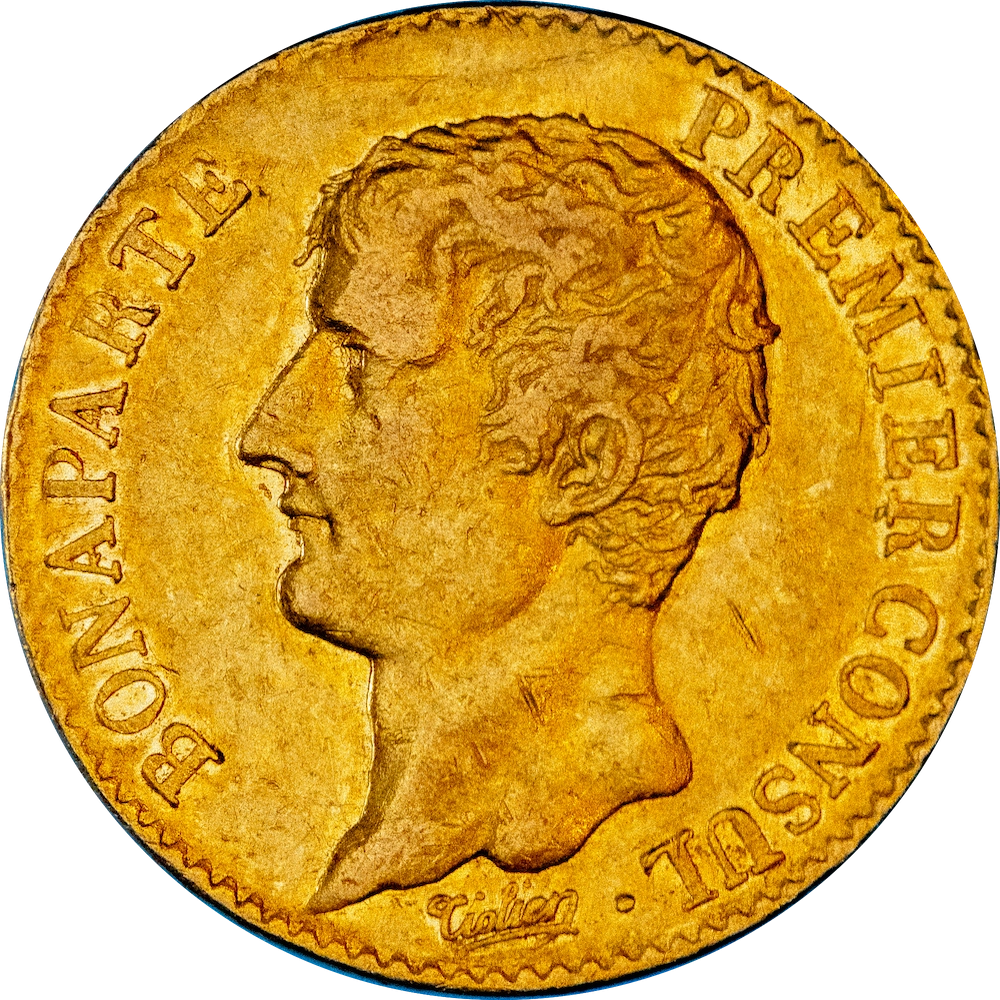 Consulat- 20 Francs Bonaparte Premier Consul l'an 12 (1804) Paris