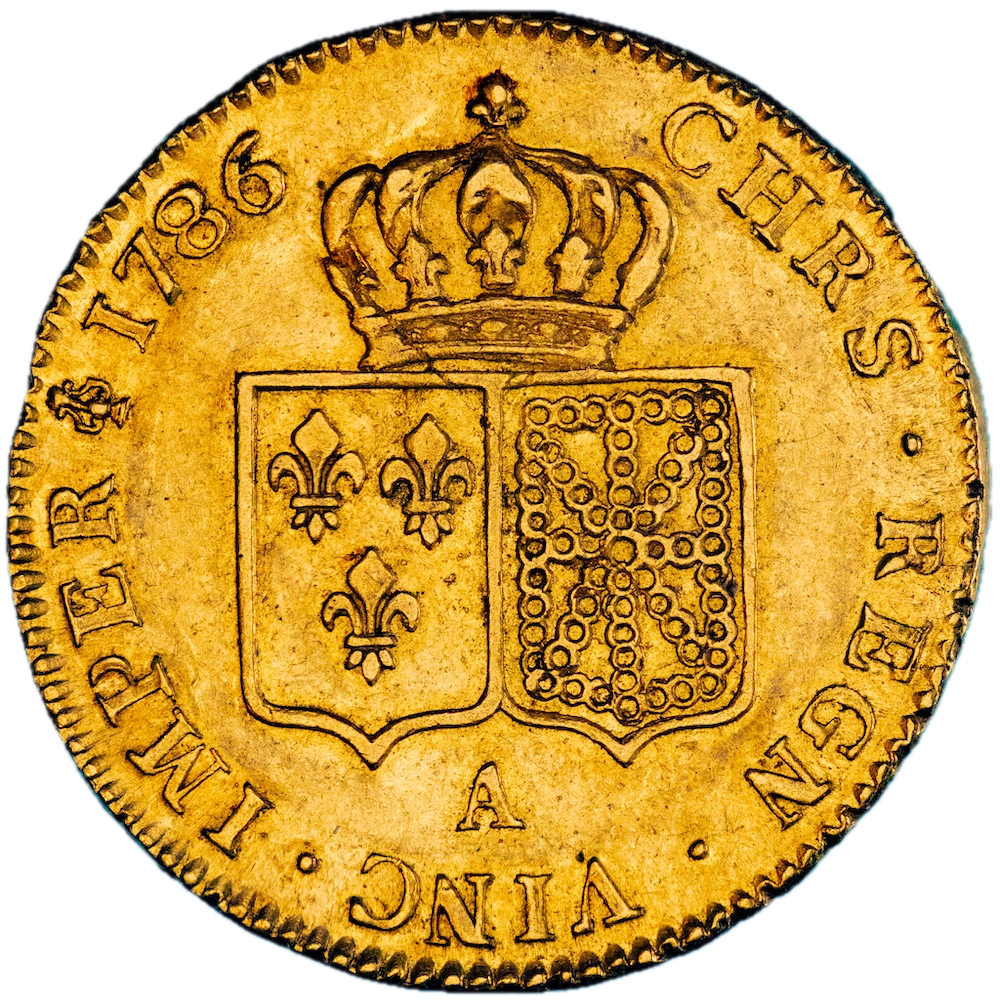 Pièce de monnaie : Louis XVI-Double louis d'or aux écus accolés 1786 Paris